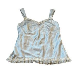 VTG Y2K Silk Babydoll Top Lace Ruffle Feminine Coquette Fairy Romantic Size 6